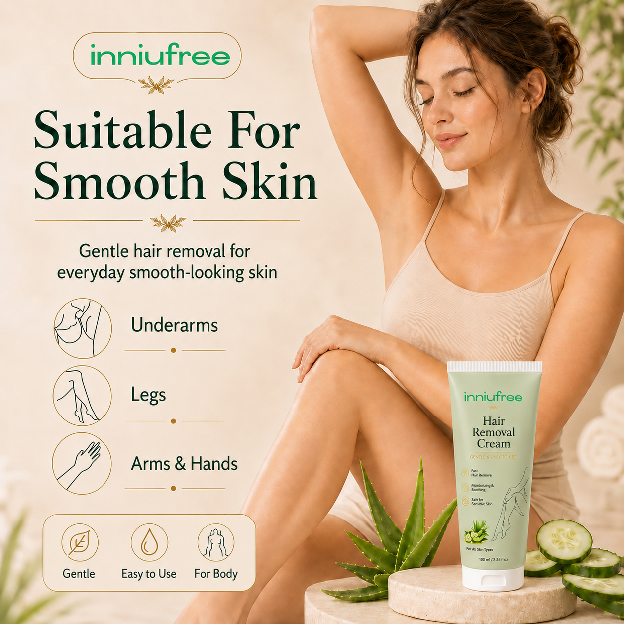 Inniufree™ Natural Gentle Hair Removal Cream | For Women & Men, Sensitive Skin