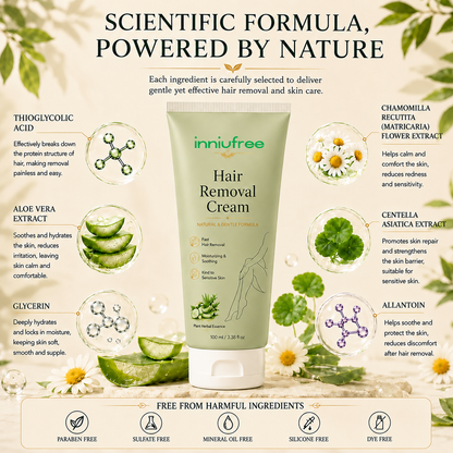 Inniufree™ Natural Gentle Hair Removal Cream | For Women & Men, Sensitive Skin